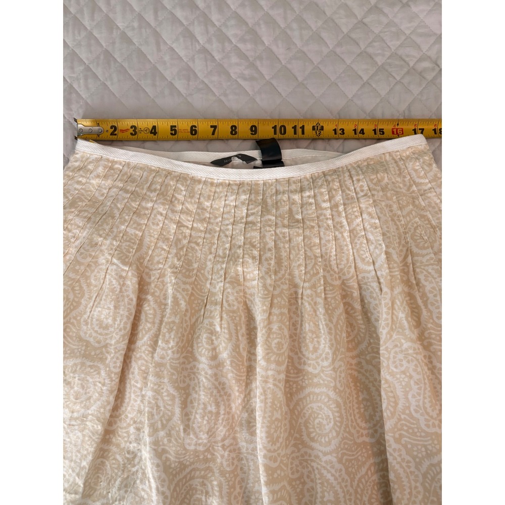 Liz Claiborne Skirt Womens 14 Tan Paisley Linen Blend Good Pleated A-Line Knee - Picture 7 of 10